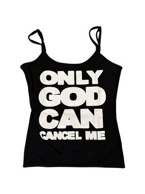 Omighty Black Graphic Spaghetti Strap Tank Top - Only God Can Cancel Me